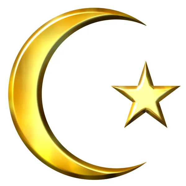 金黄的 3d 伊斯兰符号 — 图库照片