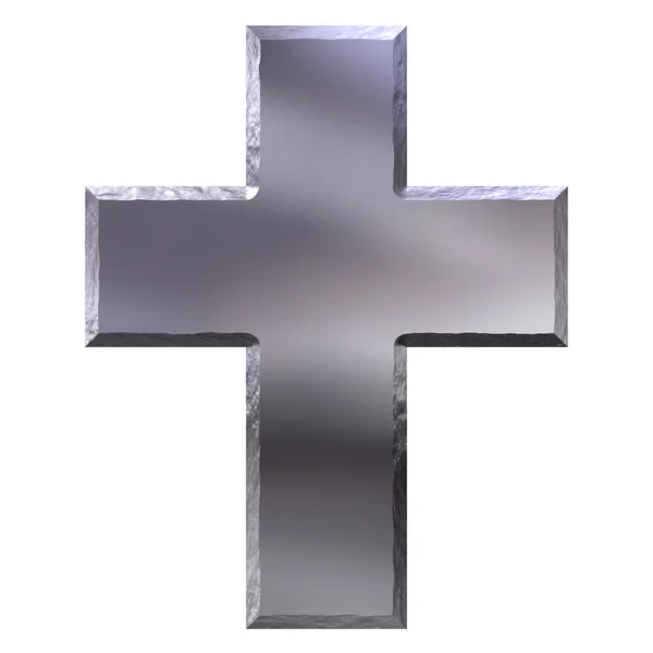 3d silver cross with carved edges — Stock Photo, Image