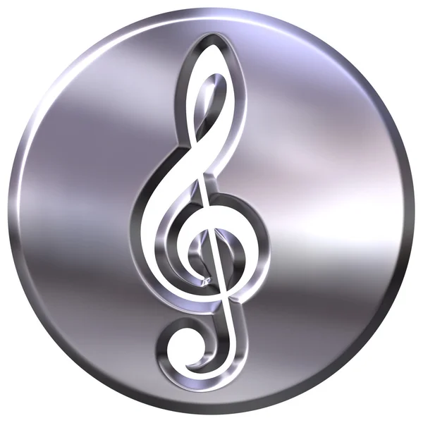 3D Silver Framed Treble Clef — Stock Photo, Image