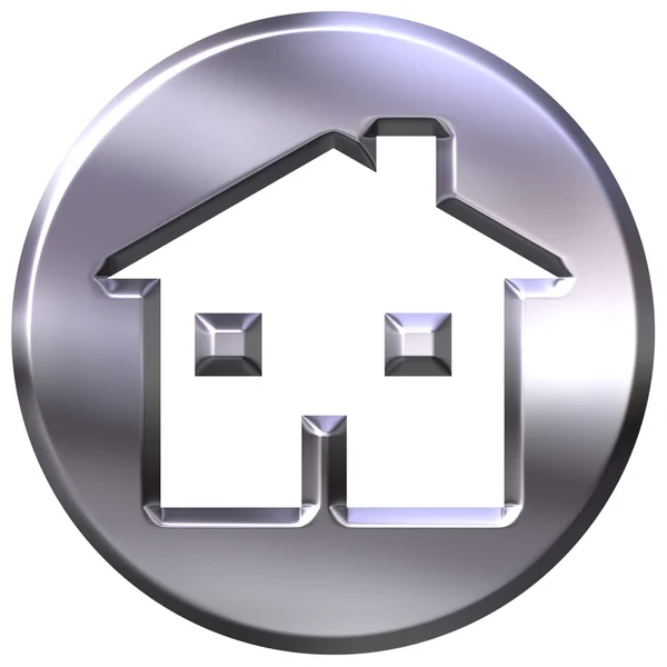 3D srebrny znak do domu — Zdjęcie stockowe
