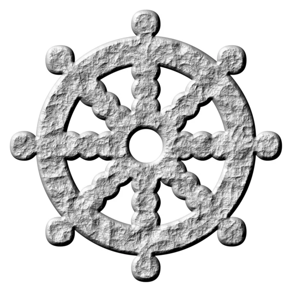 Rueda de símbolo de budismo de piedra 3D de Dharma —  Fotos de Stock