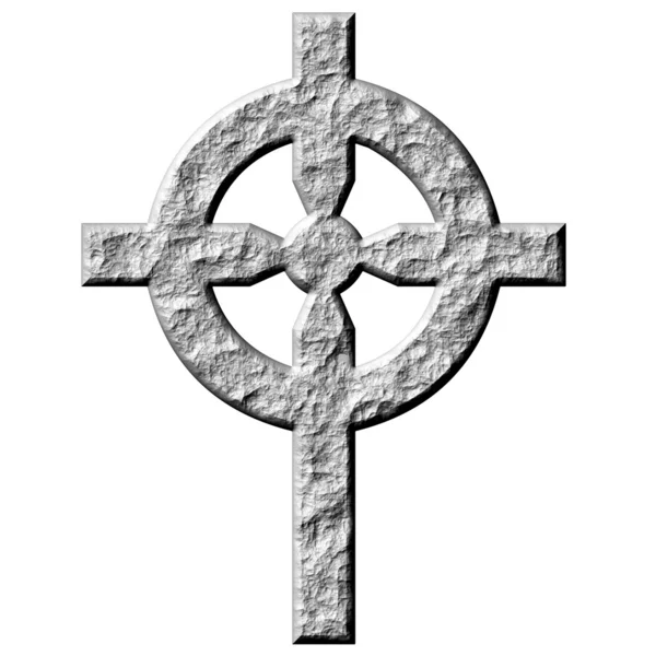 Croce celtica in pietra 3D — Foto Stock