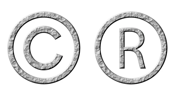 Kamień praw autorskich, zarejestrowany, symbole — Zdjęcie stockowe