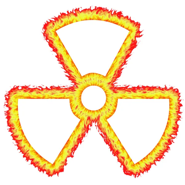 Огненный очерченный радиоактивный знак — стоковое фото