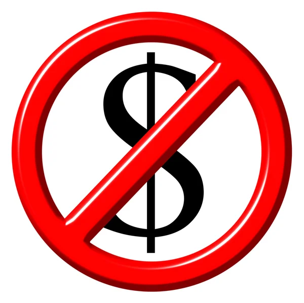 Free of charge anti dollar 3d sign — Stock Photo, Image