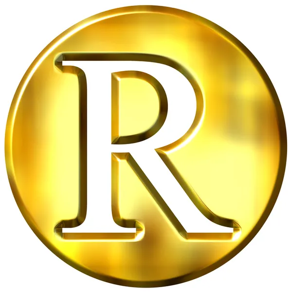 3D Golden Letter R Stock Image