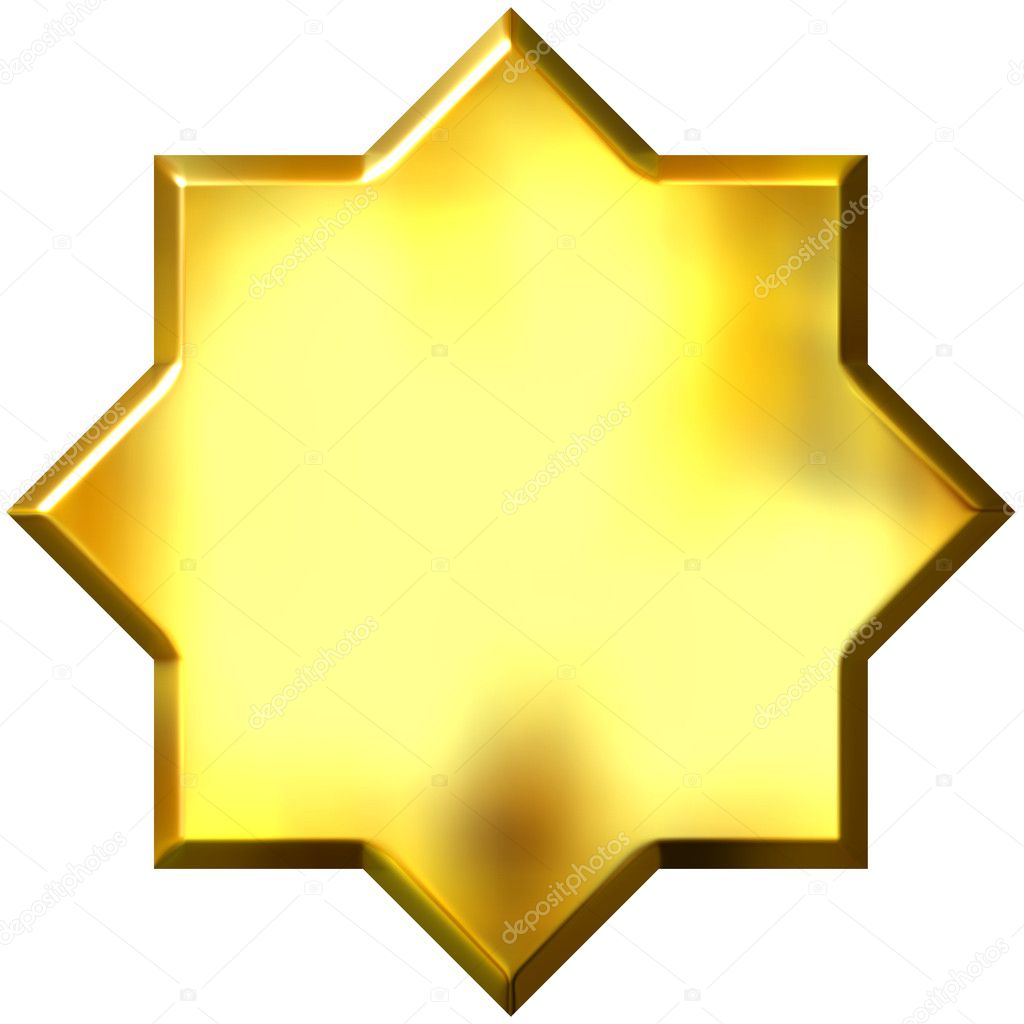 3d golden 8 point star