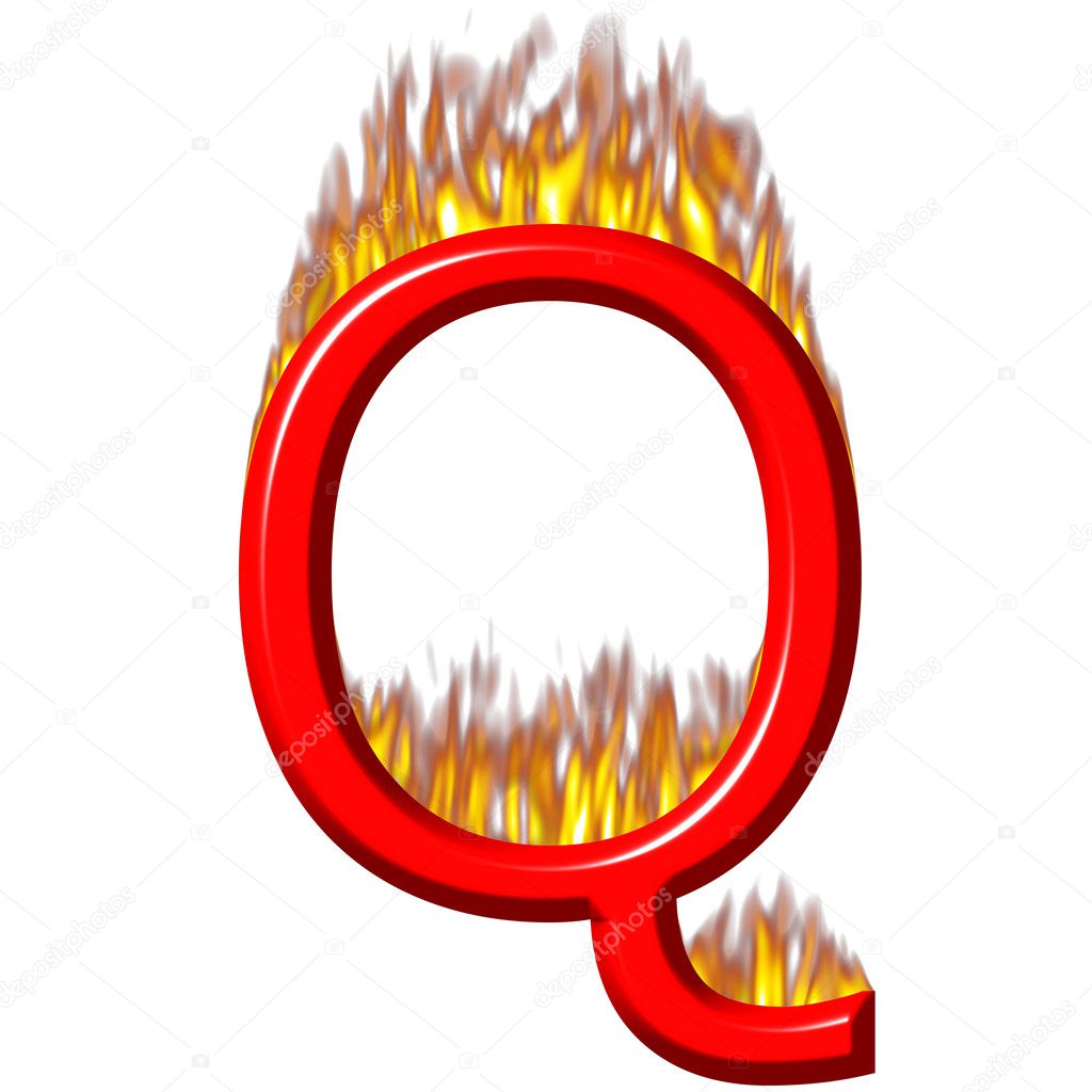 3D Letter Q on Fire