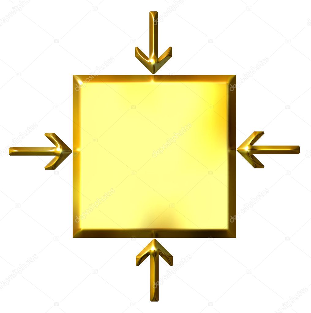 3d golden square with pointing arrows