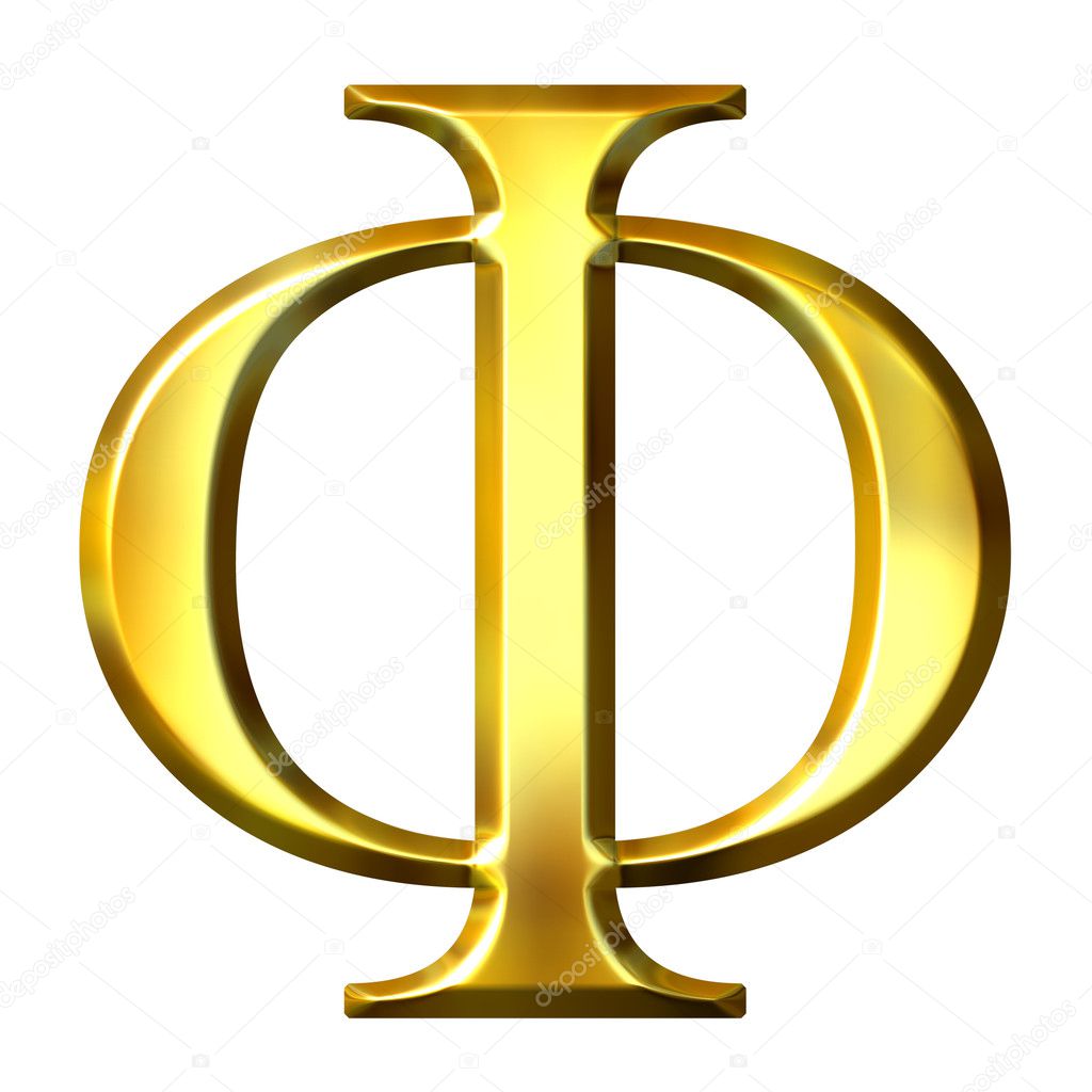 3D Golden Greek Letter Phi
