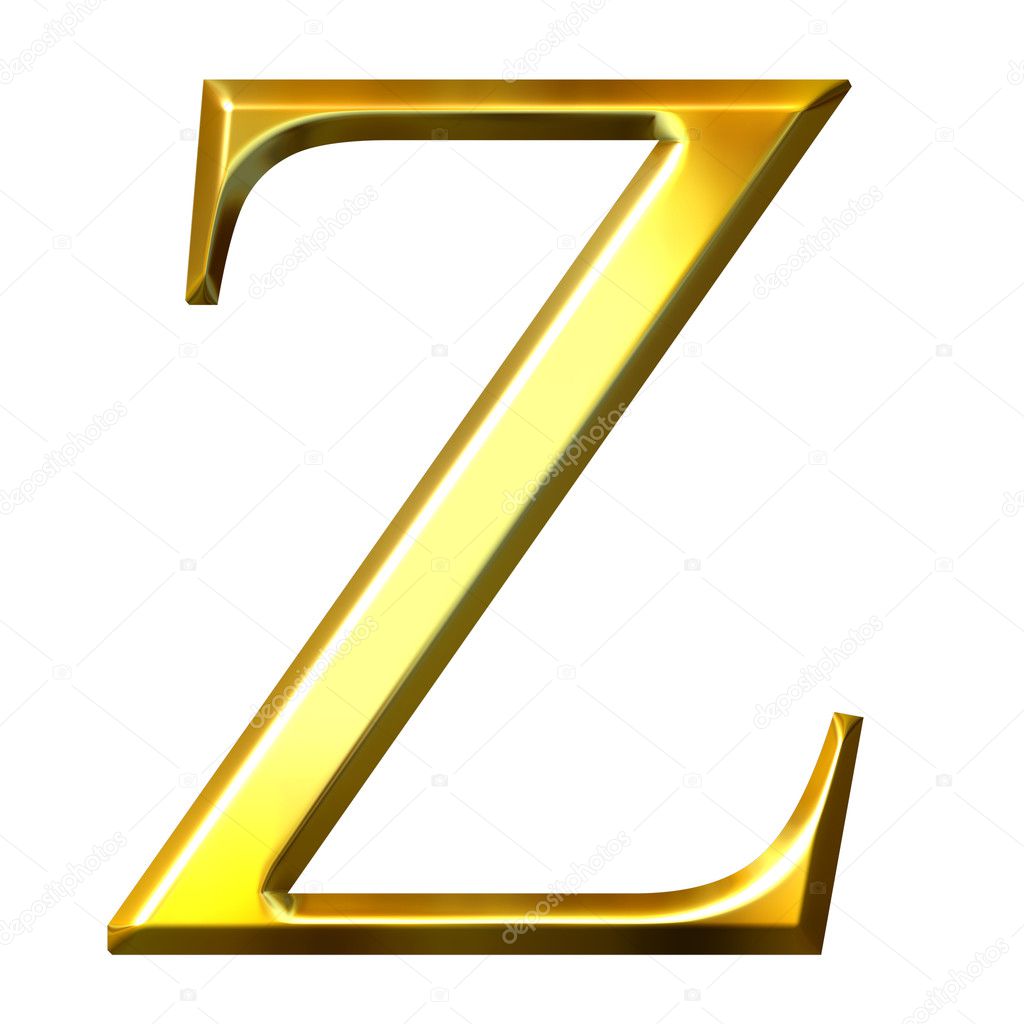 3D Golden Greek Letter Zeta