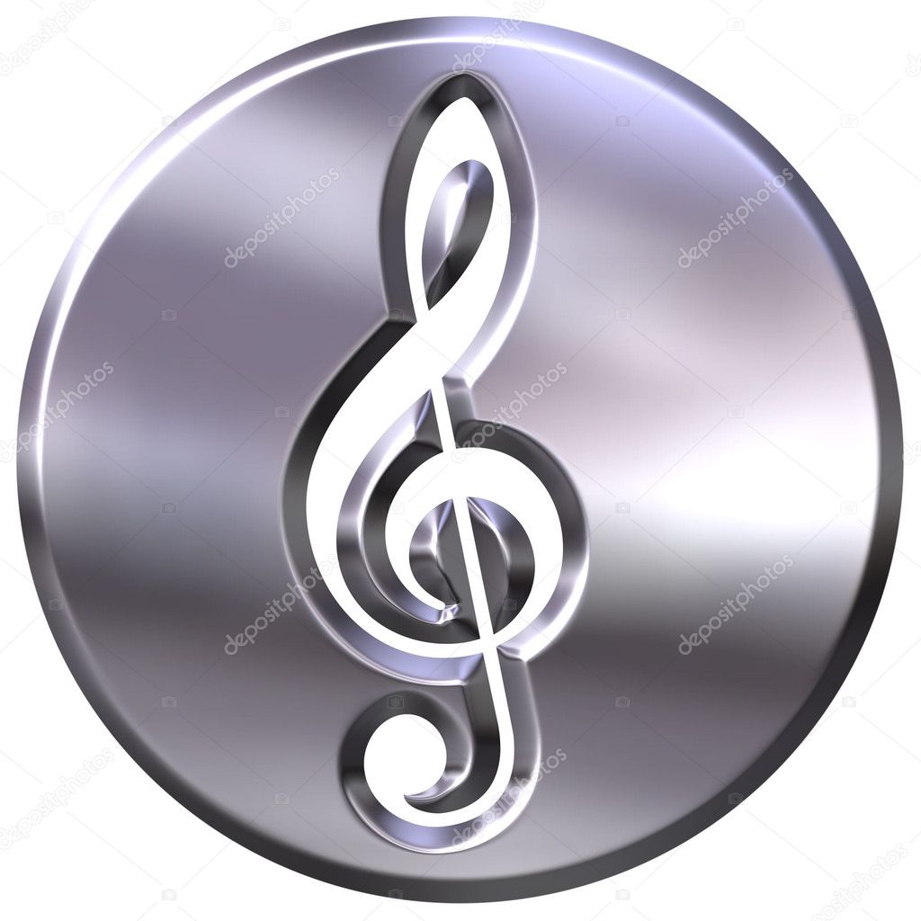 3D Silver Framed Treble Clef