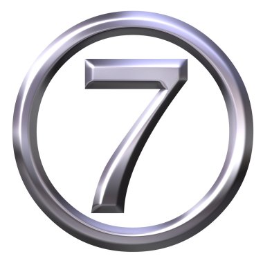 3D Silver Number 7 clipart