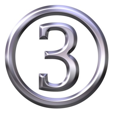 3D Silver Number 3 clipart