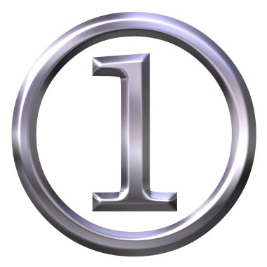 3D Silver Number 1 clipart