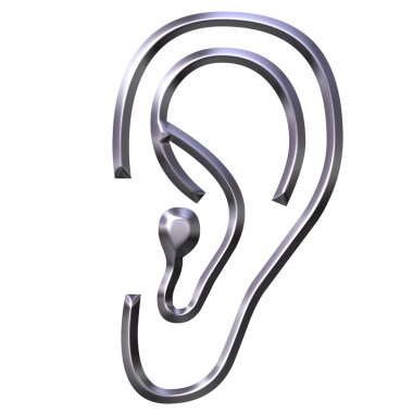 3D Silver Human Ear clipart