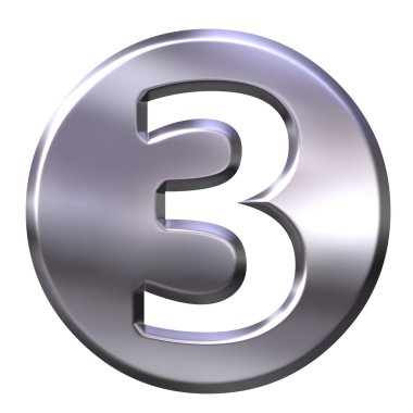 3D Silver Framed Number 3 clipart