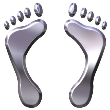 3D Silver Foot Prints clipart