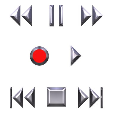 3D Silver Audio Buttons clipart