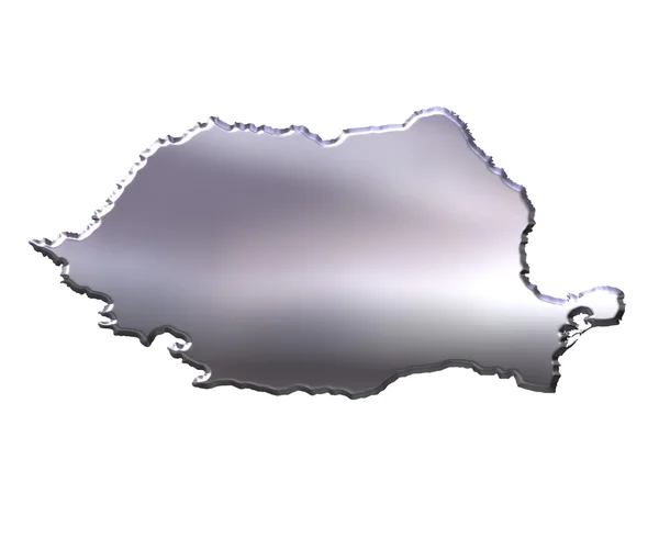 Romania 3D Silver Map — Stock Photo, Image