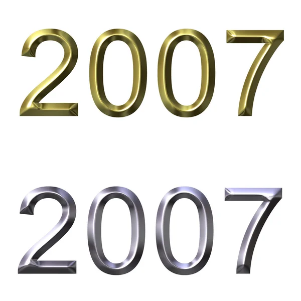 Jahr 2007 in 3D Silber und Gold — Stockfoto