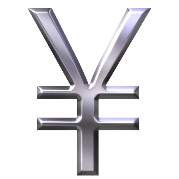 Simbolo Yen argento 3D — Foto Stock