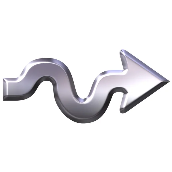 3D stříbrná Vlnitá šipka — Stock fotografie
