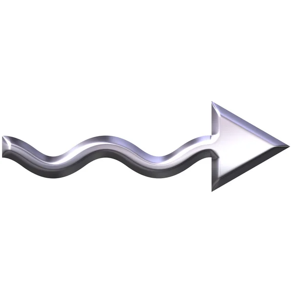 3D Silver Wavy Arrow — Stock Photo, Image