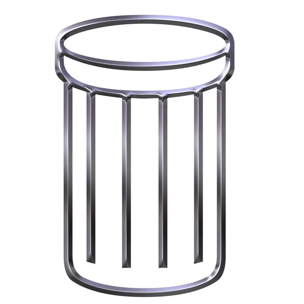 Cubo de basura de plata 3D — Foto de Stock