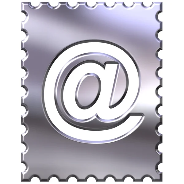 3d silver stamp with email symbol — Stock Photo, Image