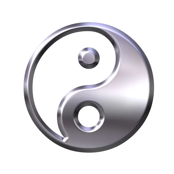 Símbolo de prata 3D Tao — Fotografia de Stock
