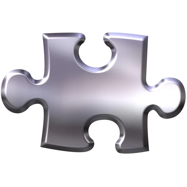 3D-s ezüst puzzle darab — Stock Fotó