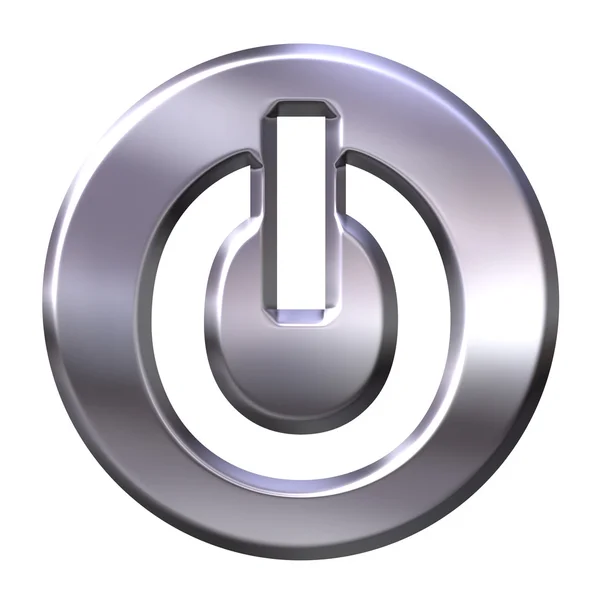 3 d の銀の電源ボタン — ストック写真
