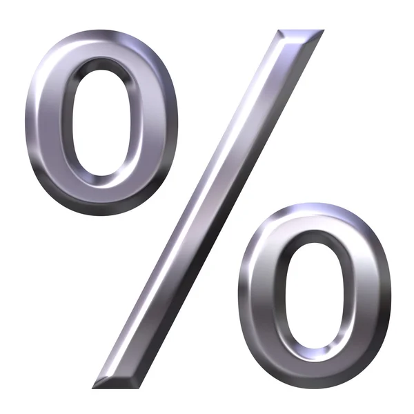 3D Silver Percentage Symbol — Stok fotoğraf