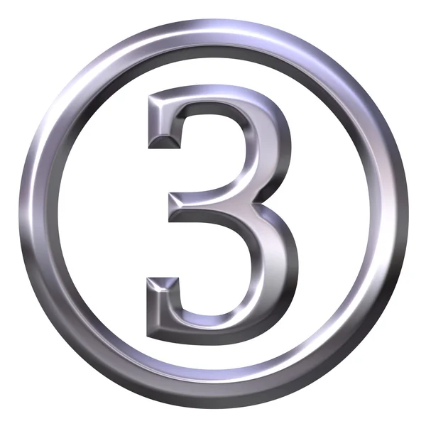 3D Silver Number 3 — Stock Photo, Image