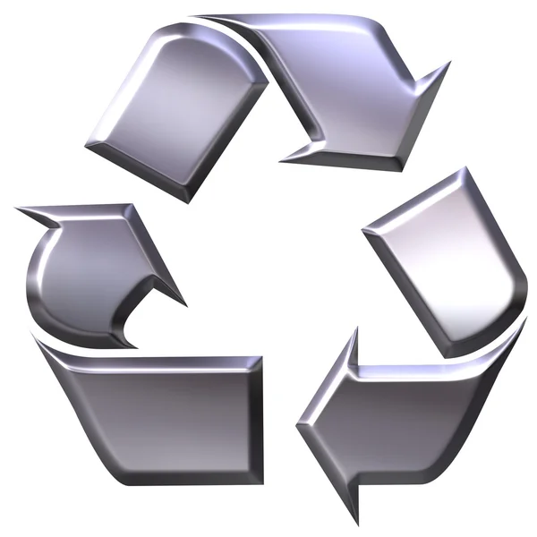 Símbolo de reciclaje de plata 3d para metales — Foto de Stock