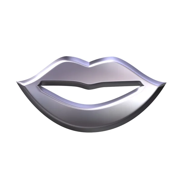 3D gümüş dudaklar — Stok fotoğraf