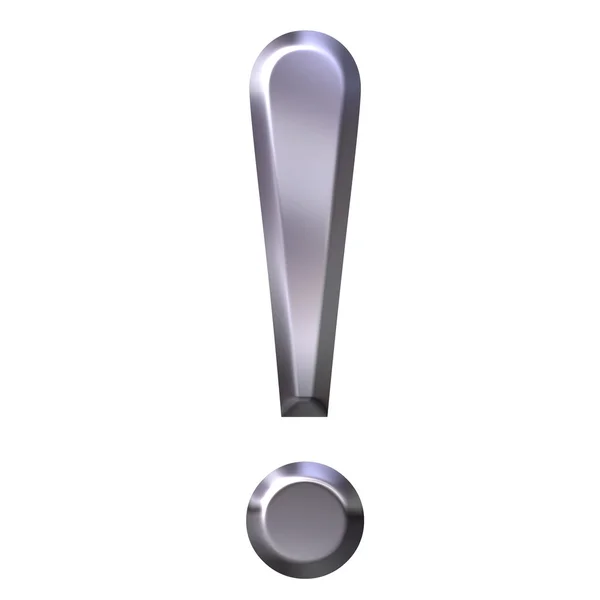3D srebrny wykrzyknik — Zdjęcie stockowe