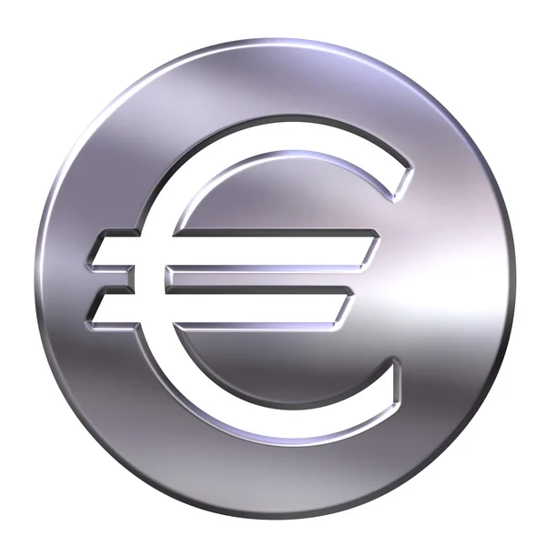Símbolo 3D Plata Euro —  Fotos de Stock