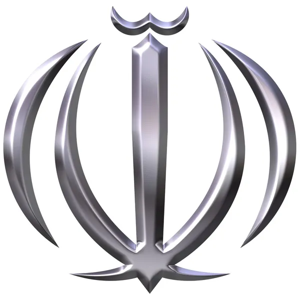 3D Серебряный герб Ирана — стоковое фото