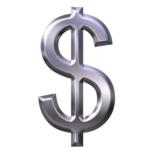 Símbolo do dólar de prata 3D — Fotografia de Stock
