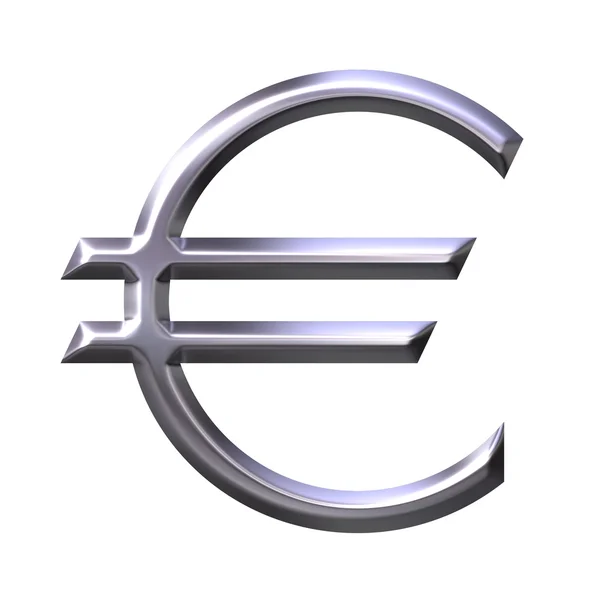 Símbolo de prata 3D Euro — Fotografia de Stock