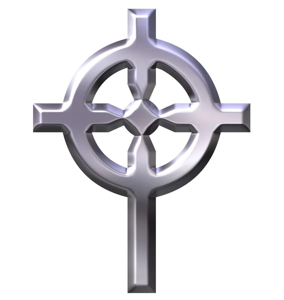 3d silbernes keltisches Kreuz — Stockfoto