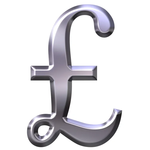 3D Срібний британський фунт символ — стокове фото