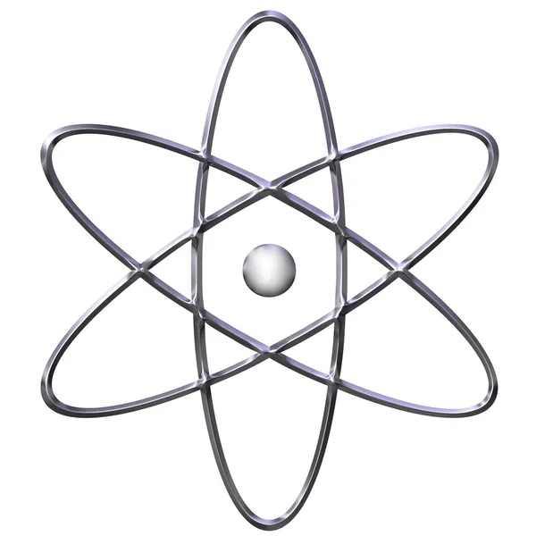 3D срібний атомний символ — стокове фото