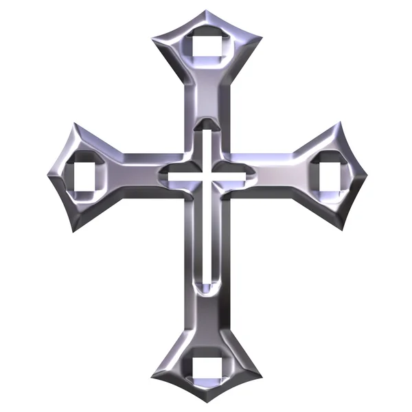 3D stříbrné umělecké kříž — Stock fotografie