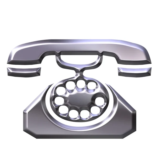 3D srebrny starodawny telefon — Zdjęcie stockowe
