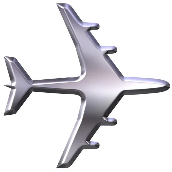 3 d の銀の飛行機 — ストック写真