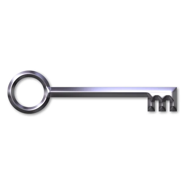 3D-zilveren antieke sleutel — Stockfoto