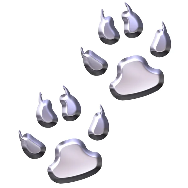 3D gümüş hayvan ayak basar — Stok fotoğraf